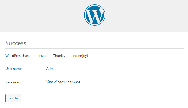 Install WordPress on Xampp completed 