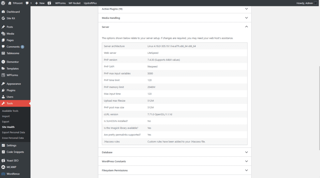 To check File Size Uploading Limit a setting in backend Of WordPress (Tipsoont)