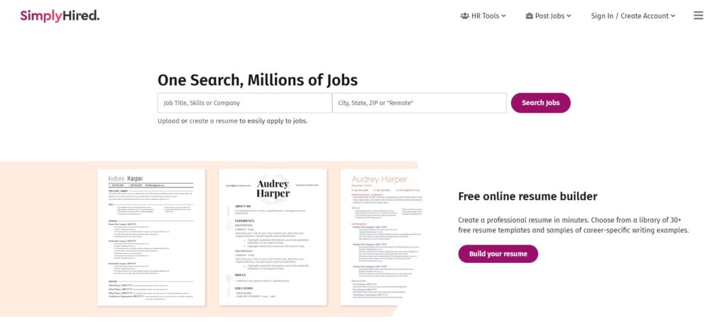 Simply Hired Homepage 