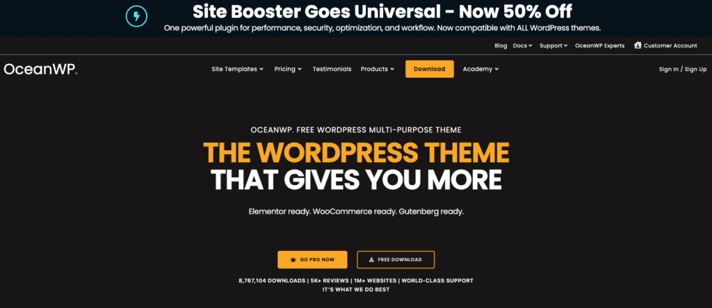 OceanWP WordPress theme one of best alternative of genratepress