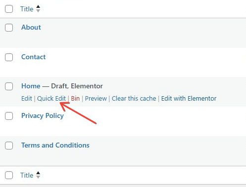 click on quick edit Change Page Title in WordPress 