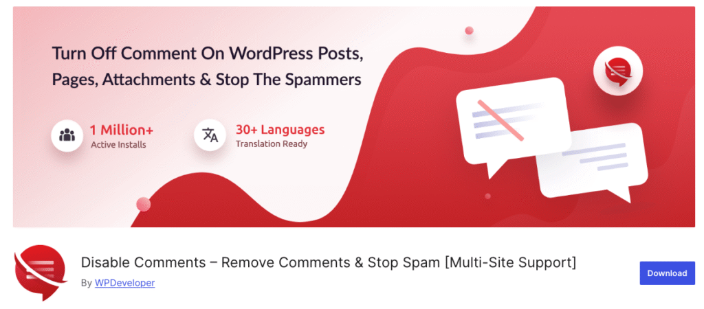 Disable Comments wordPress Plugin